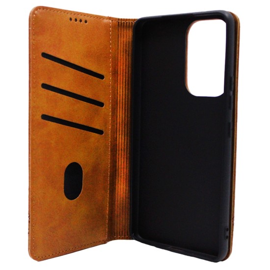  LEATHER FLIP COVER WITH INTERNAL POCKET AND CARD HOLDER FOR SAMSUNG A53 5G 2022 BROWN.